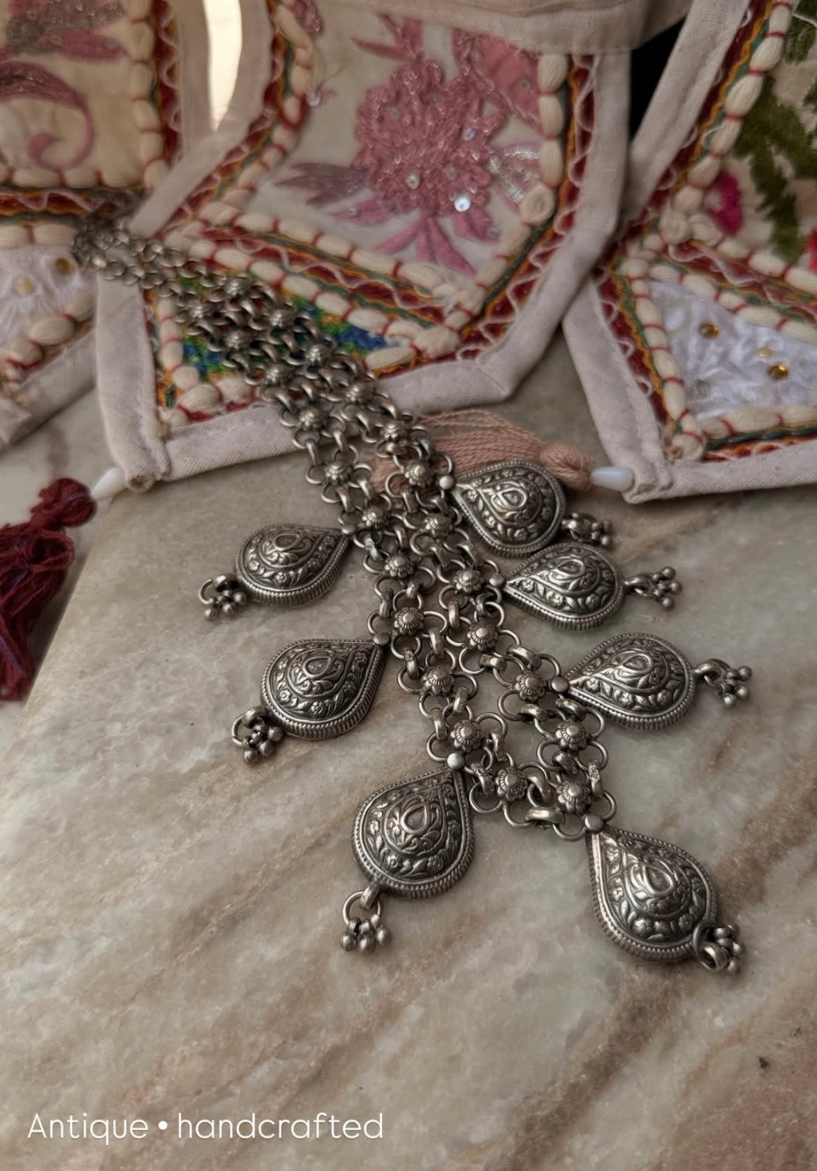 Banjara Antique Handcrafted Choker Paan Ghungroo  925 Sterling Silver Necklace