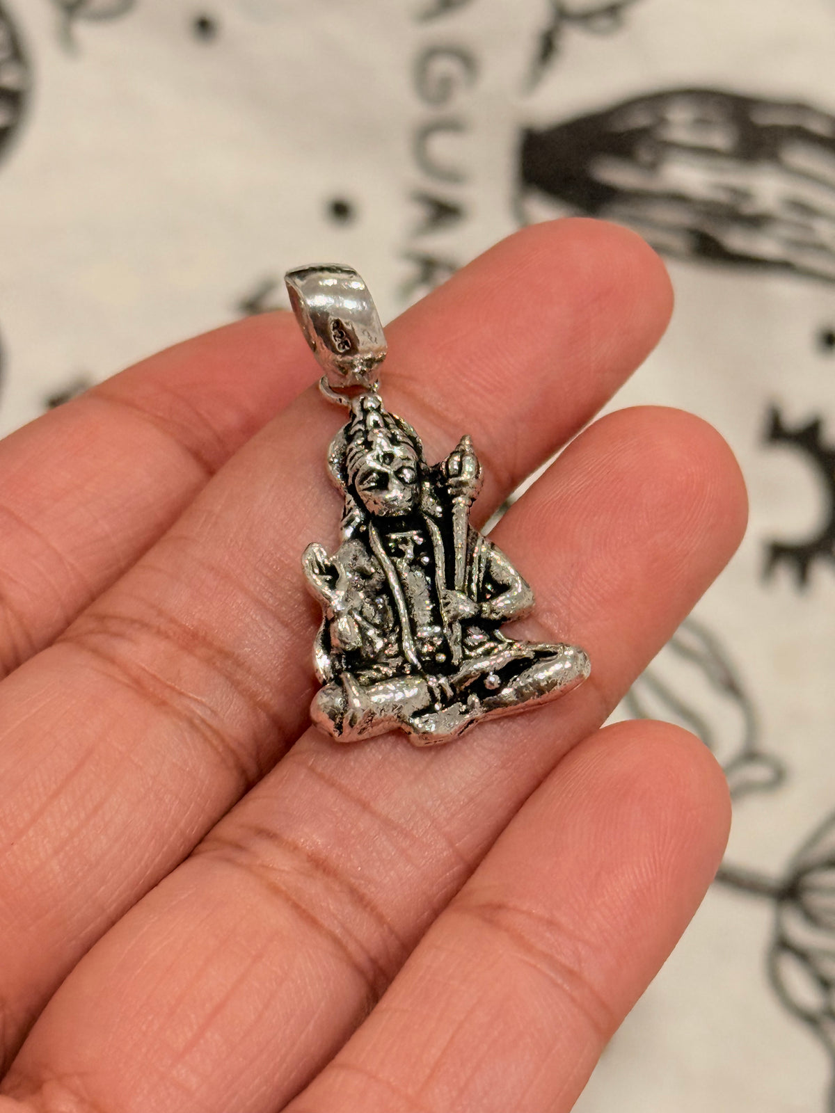 925 Sterling Silver Hanuman Ji Sitting Position Pendant