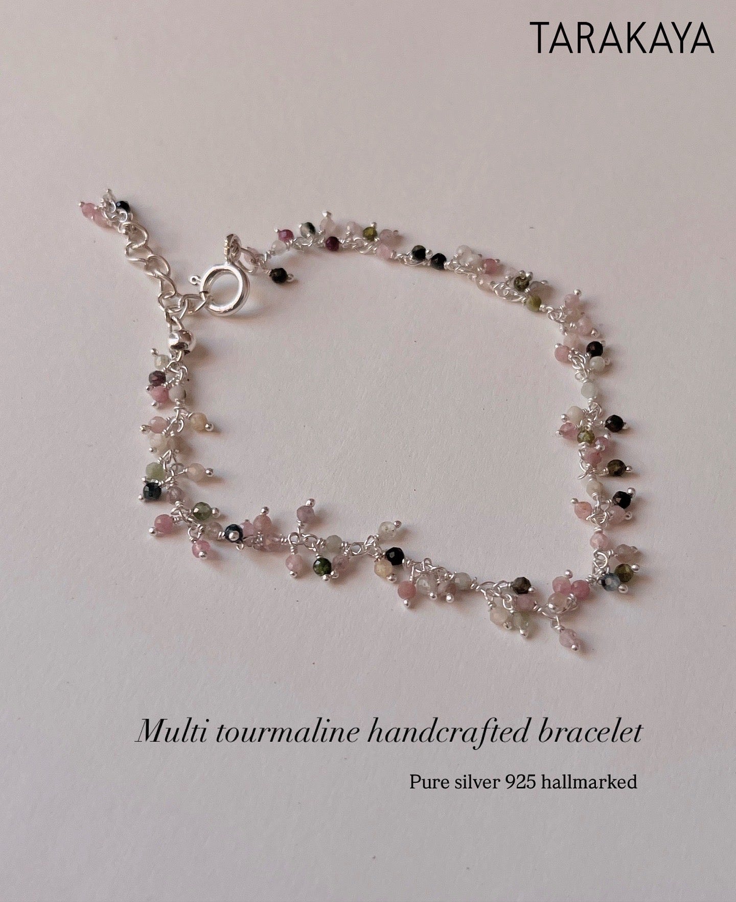 Multi Tourmaline Handcrafted 925 Sterling Silver Bracelet