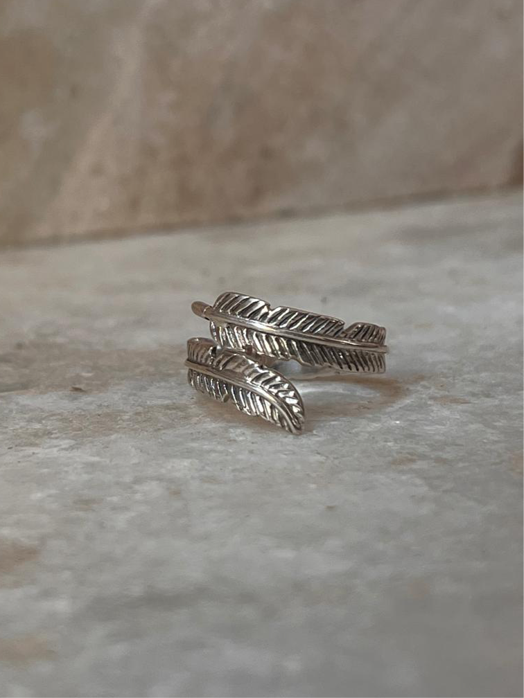 Feather Wrap Adjustable 925 Sterling Silver Ring