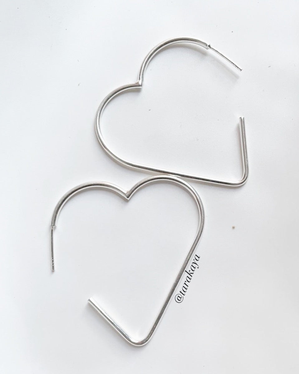 Sterling Silver Love Heart Hoop Earrings