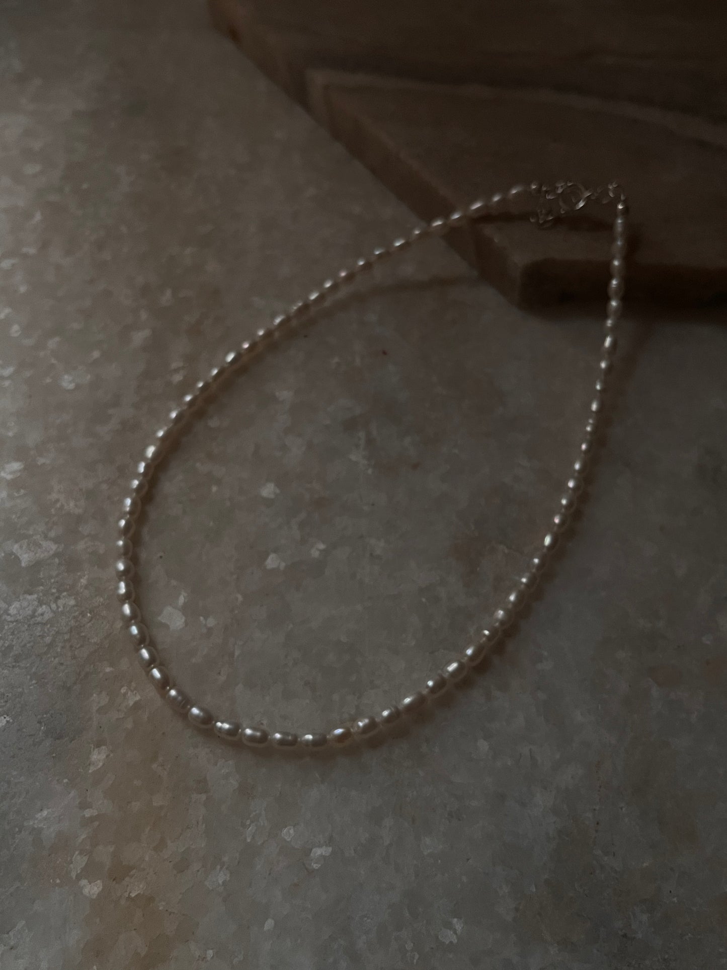 Natural Fresh Water Pearl 3-4MM 925 Sterling Silver Lock Necklace