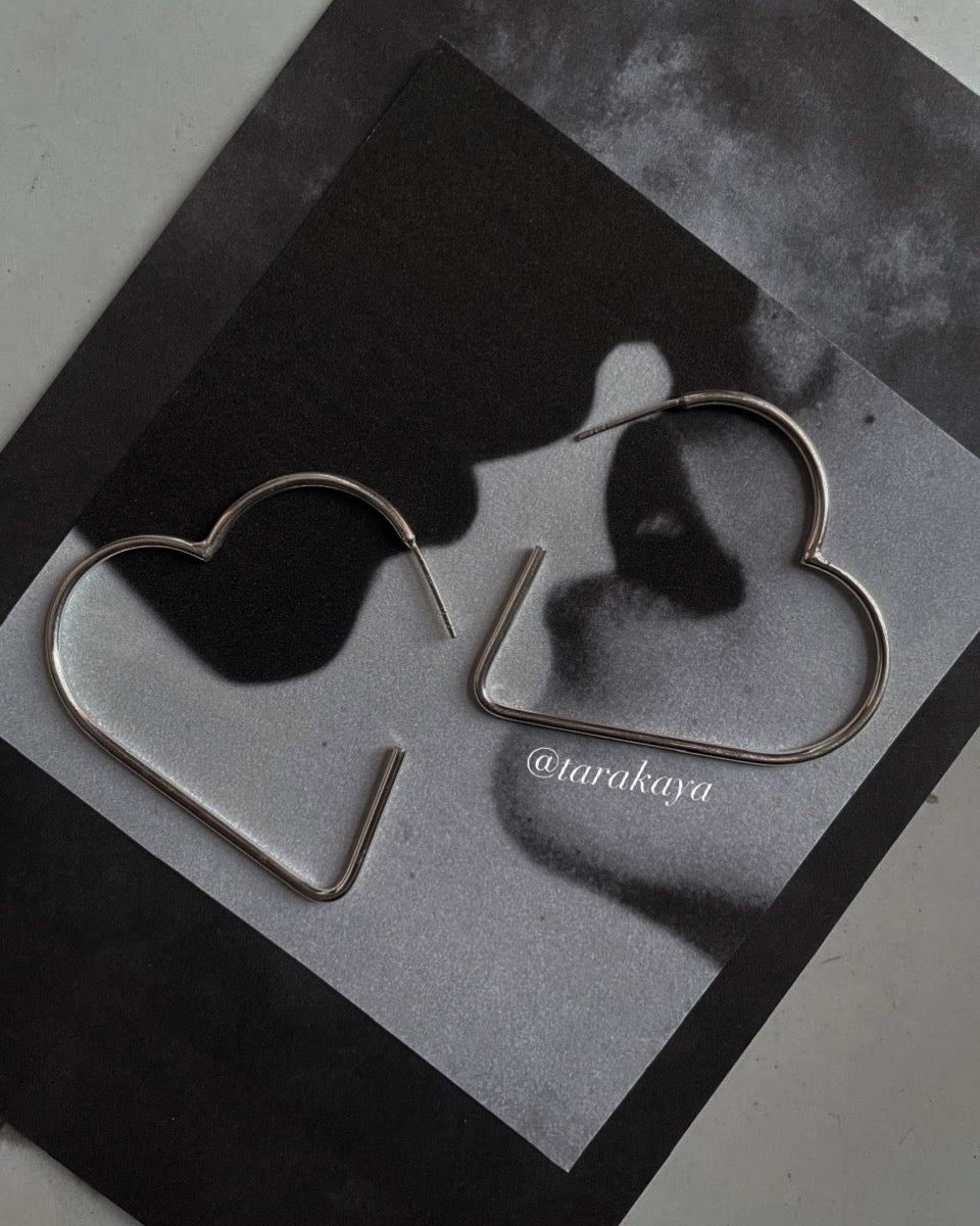 Heart Shaped Hoop Earrings in 925 Silver