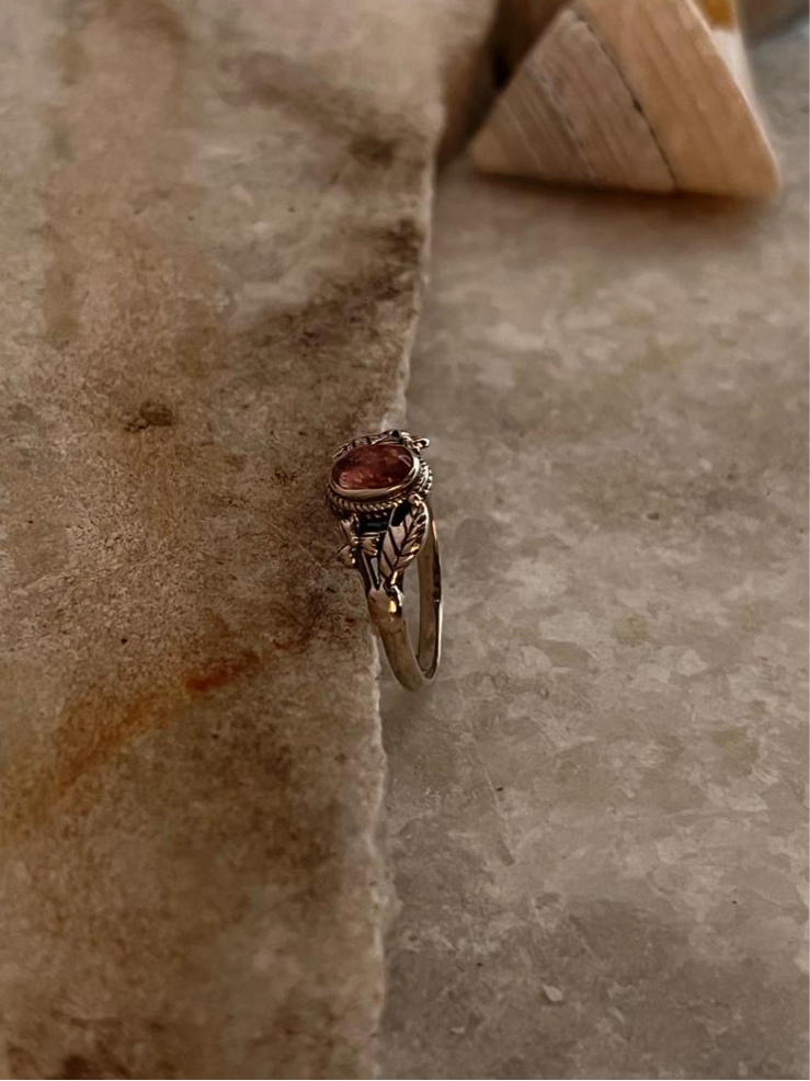 Pink Tourmaline Forest Enchantment 925 Sterling Silver Ring