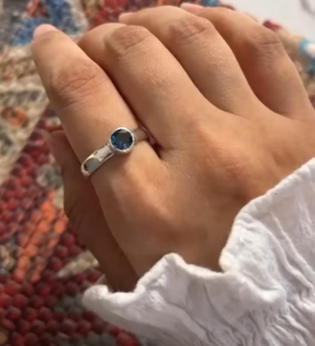 London Blue Topaz Silver Ring with Modern and Classic Appeal