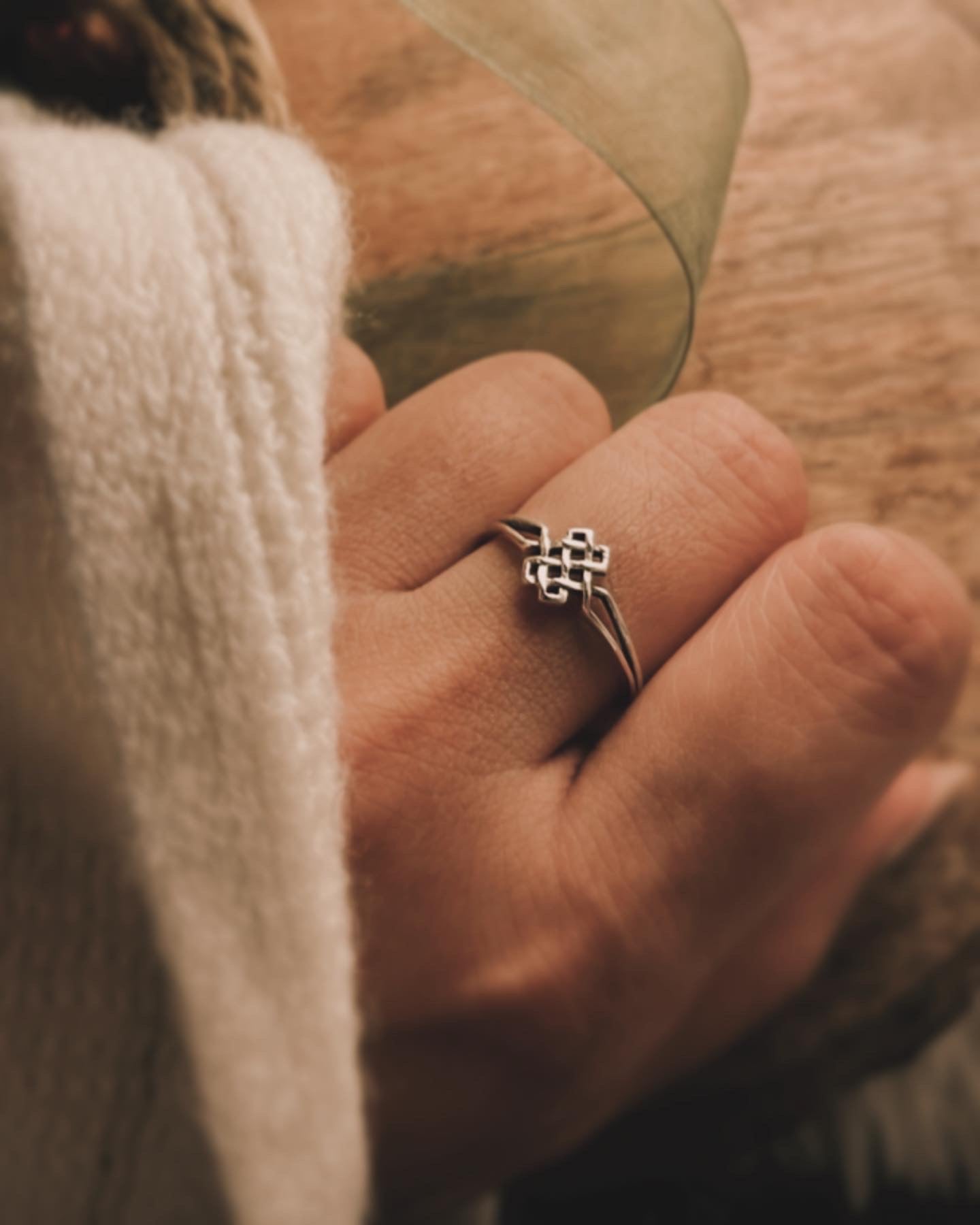 Sterling Silver Karma Celtic Knot Ring for Energy Flow