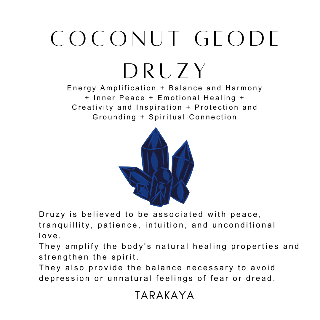 Natural blue coconut druzy geode crystal