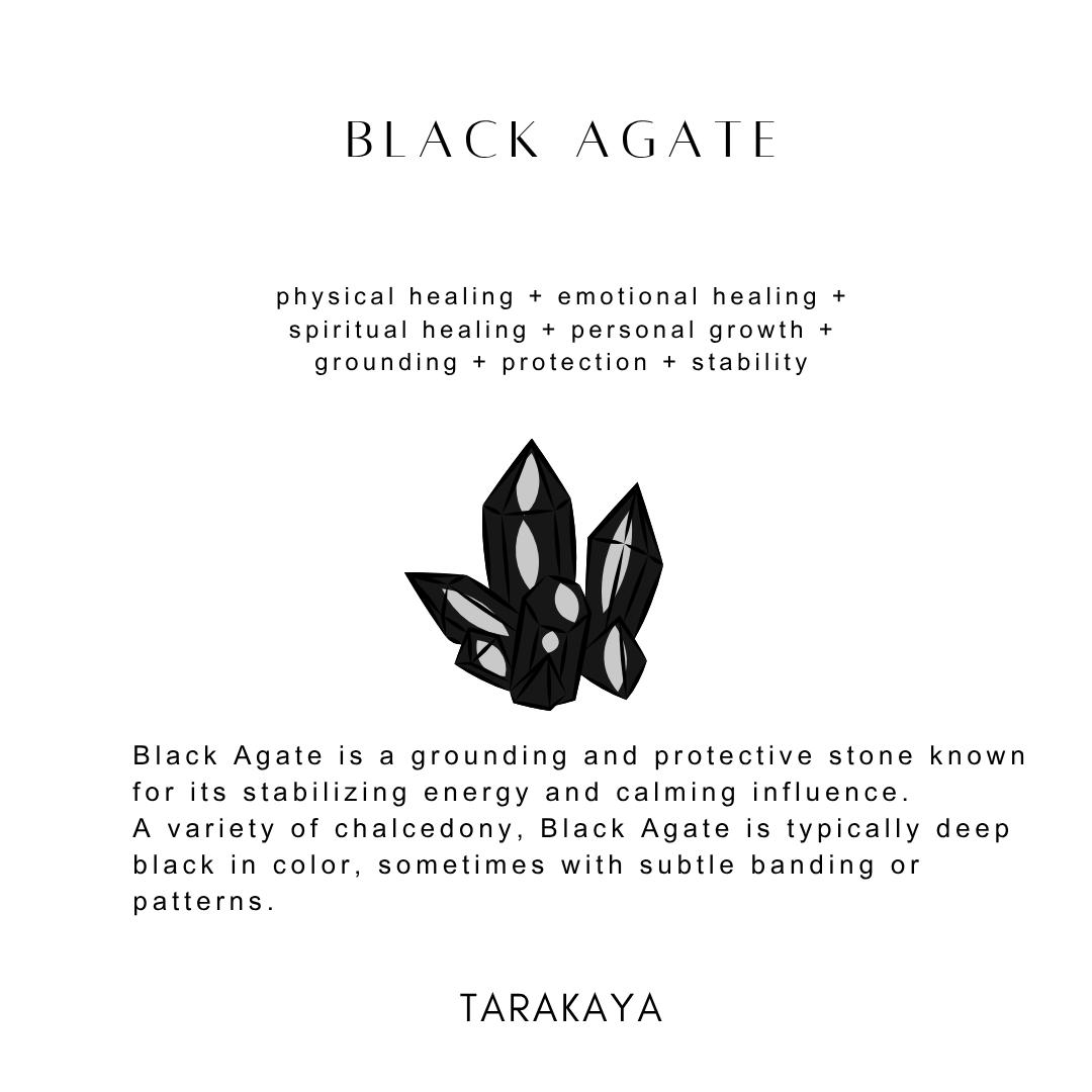 Black Agate Crystal Band Ring