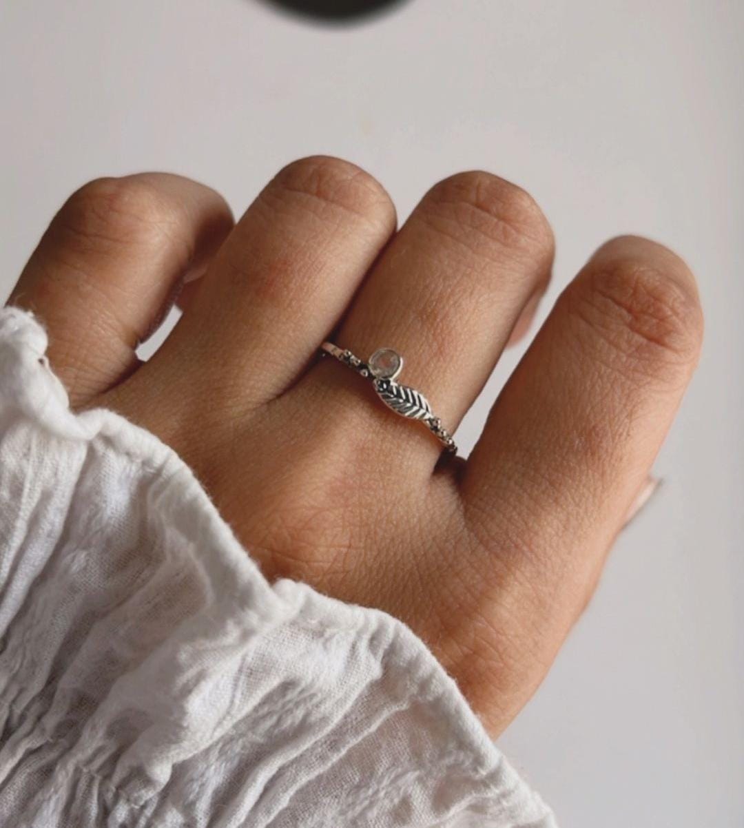 Sophisticated Moonstone Dainty Forest Ring in Silver