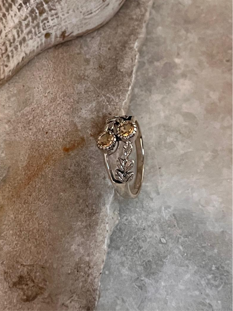 Natural Citrine Forest Enchantments 925 Sterling Silver Ring