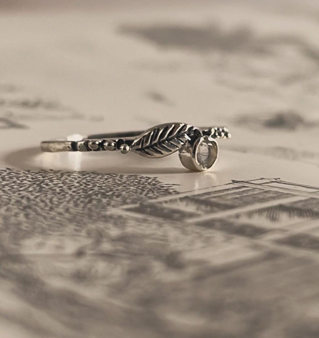 Timeless Moonstone Dainty Forest Ring in Silver