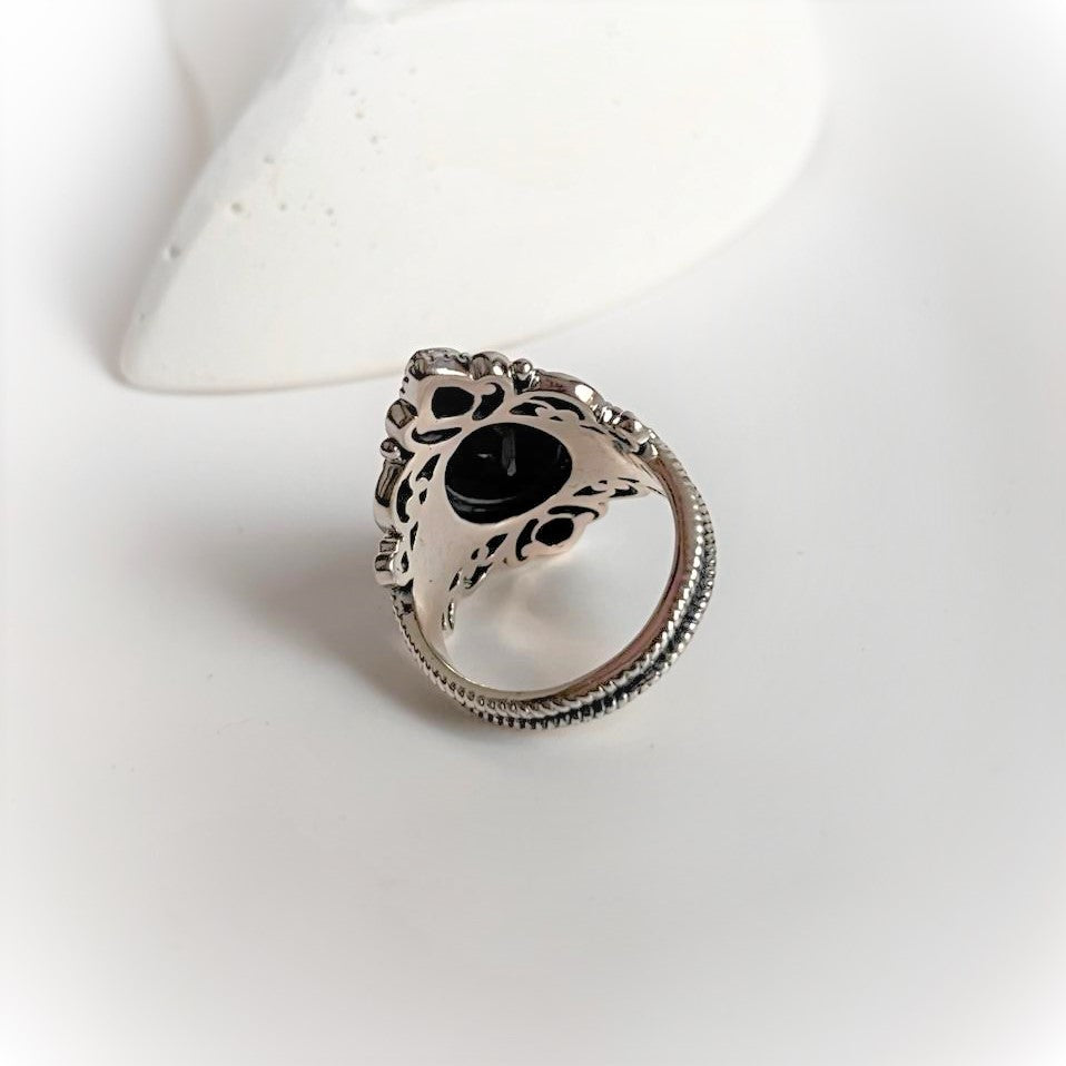 Sophisticated Black Onyx Victorian Statement Ring