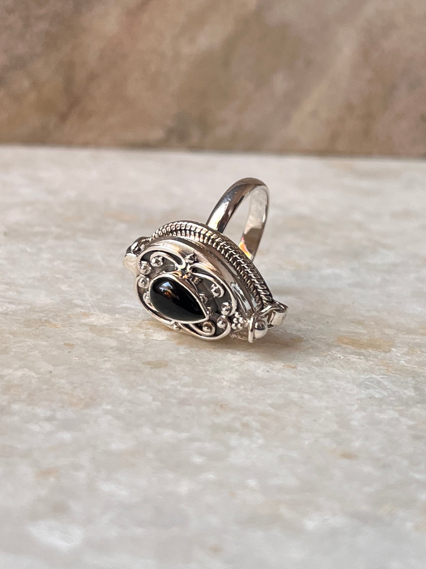 Black Onyx Storage 925 Sterling Silver Ring