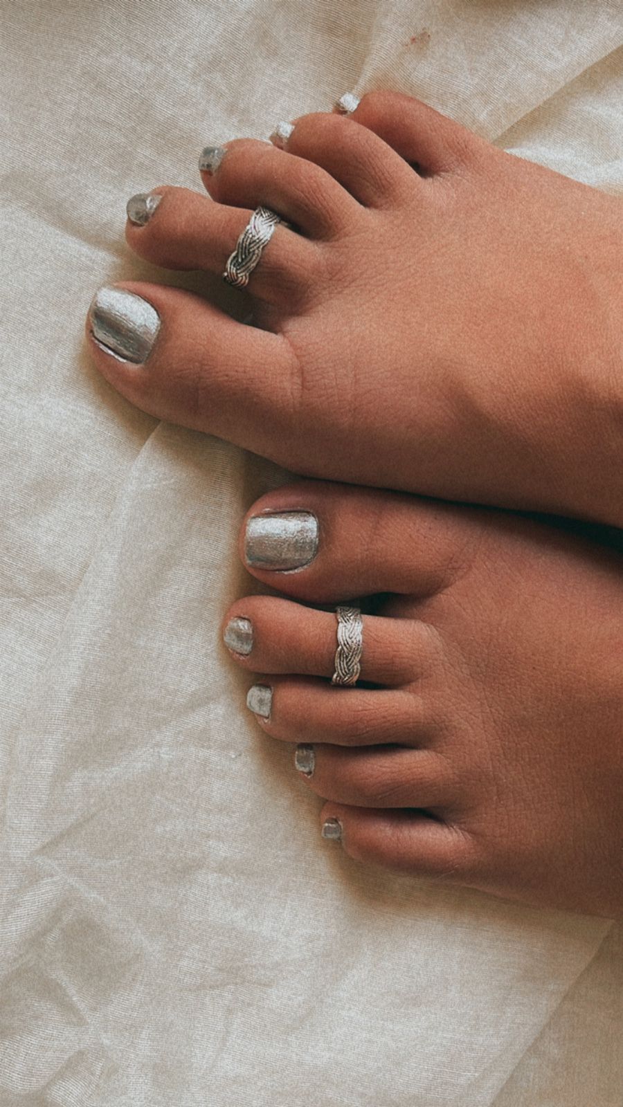 Chic Braided Silver Ring for Toes