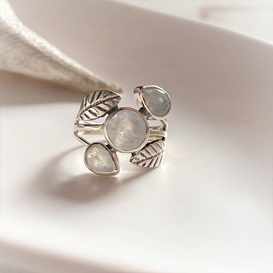 Moonstone Forest Statement Sterling Silver Ring