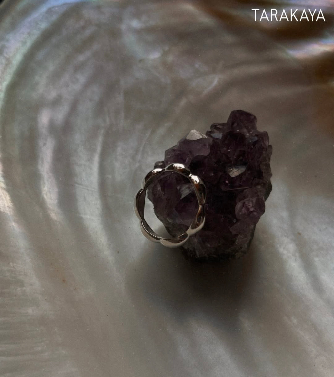 925 Silver Flower Border Band Ring