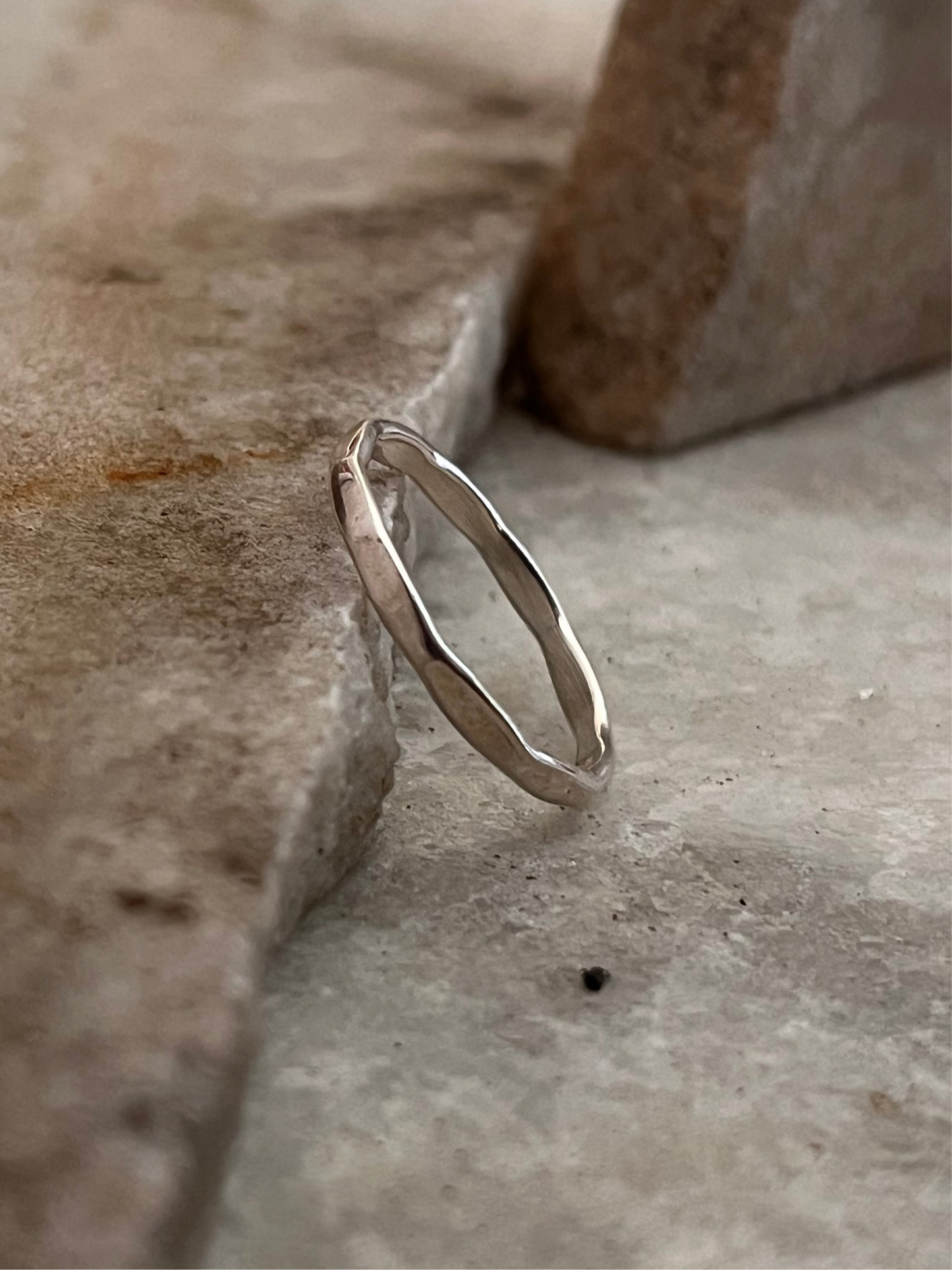 Hammered Band Stackable 925 Sterling Silver Ring
