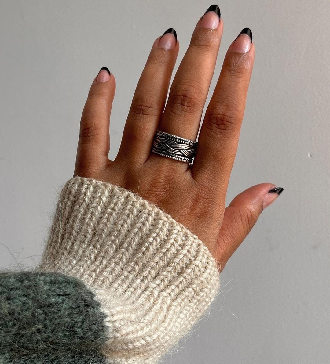 Unique tribal braided band ring in 925 silver