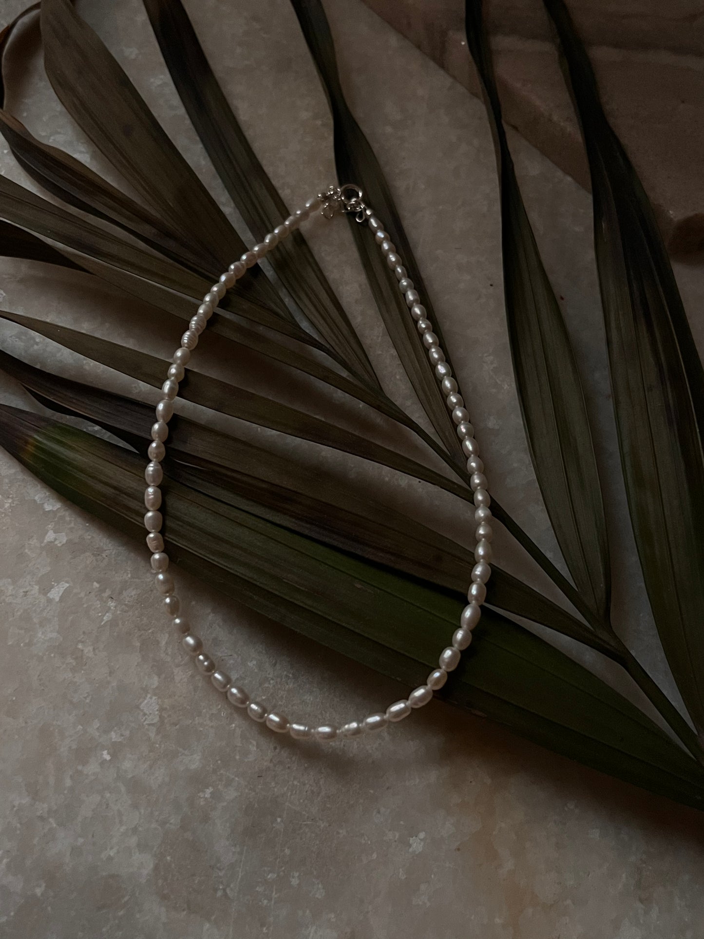 Natural Fresh Water Pearl 3-4MM 925 Sterling Silver Lock Necklace