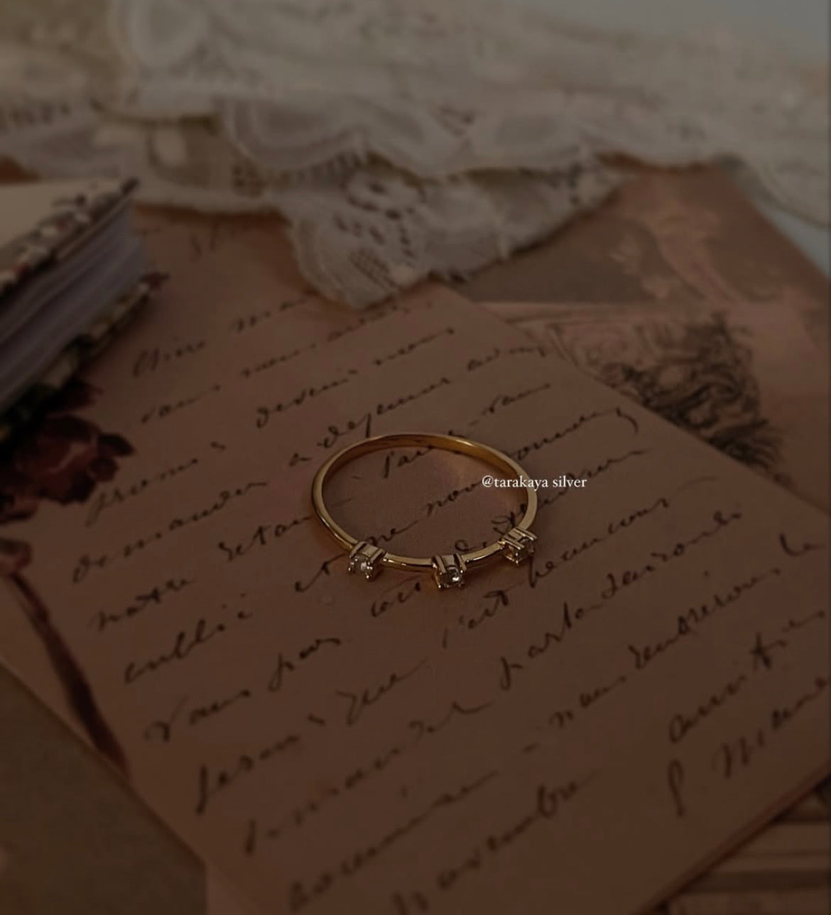 Chic Gold Vermeil ring with radiant Golden Hour white topaz