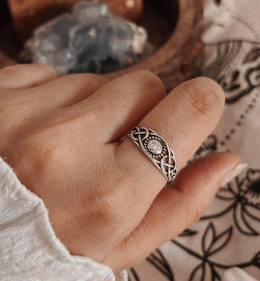 Surya Celtic knot sterling silver ring