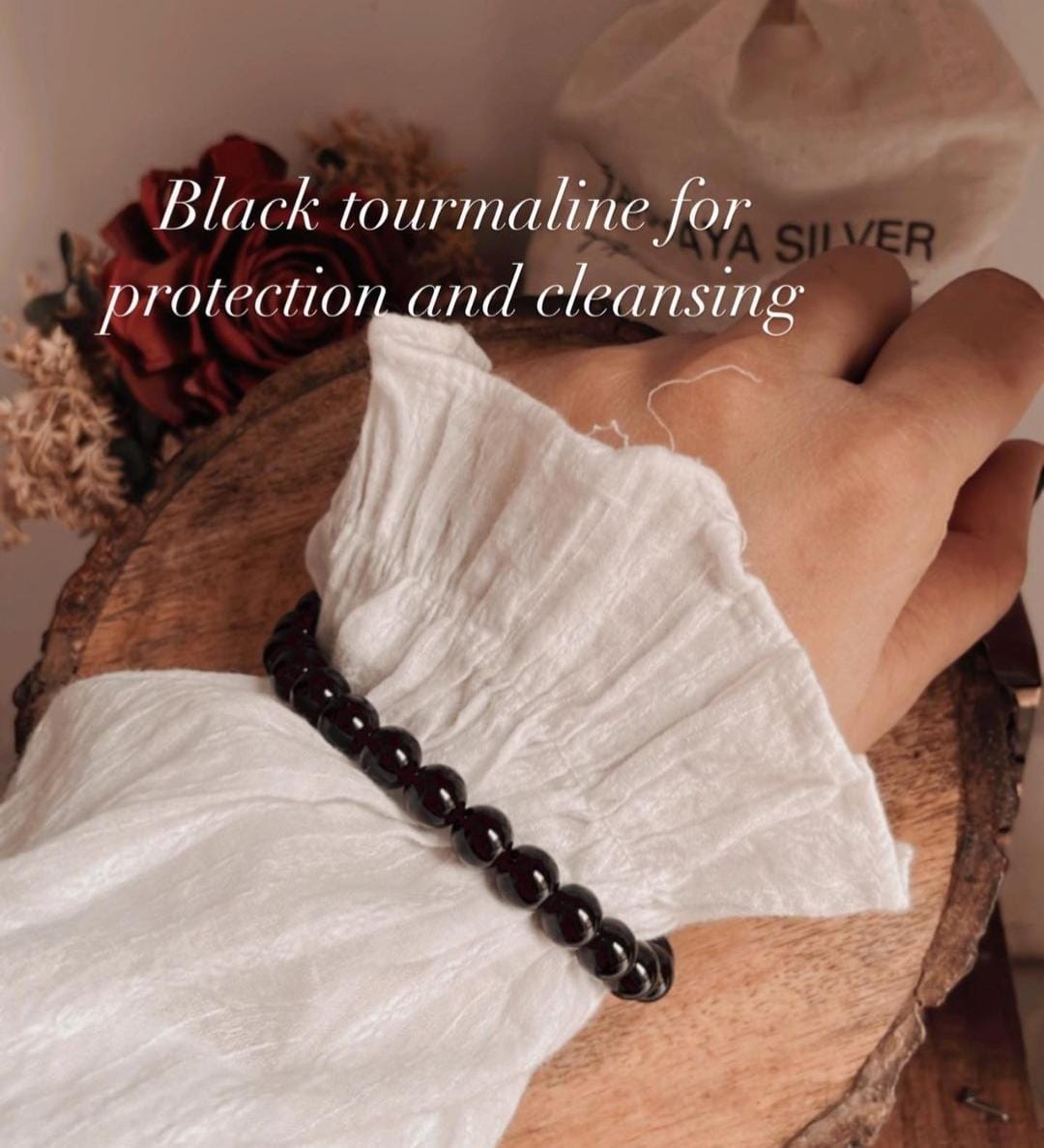 8MM Black Tourmaline Gemstone Bracelet
