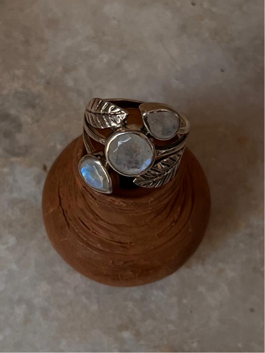 Moonstone Forest Statement 925 Sterling Silver Ring