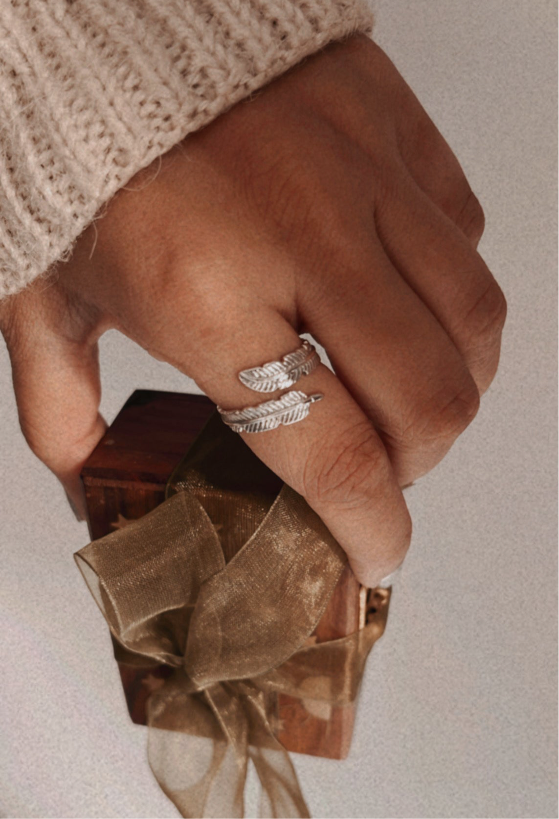 Feather Wrap Adjustable 925 Sterling Silver Ring