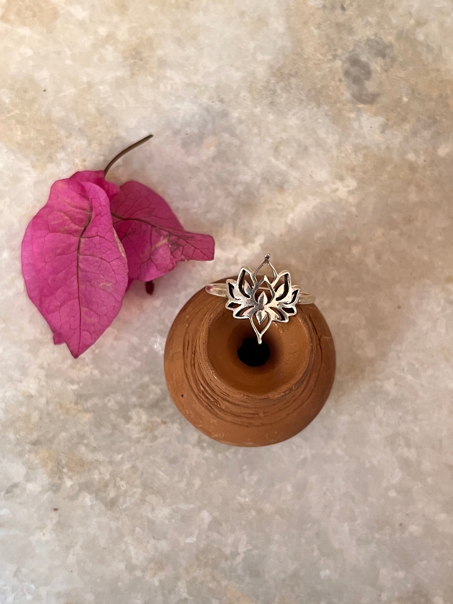 Small Divine Lotus 925 Sterling Silver Ring