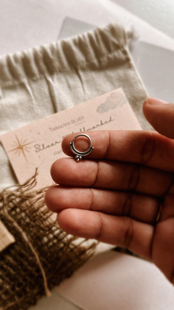 Charming septum ring for nose piercing in sterling silver