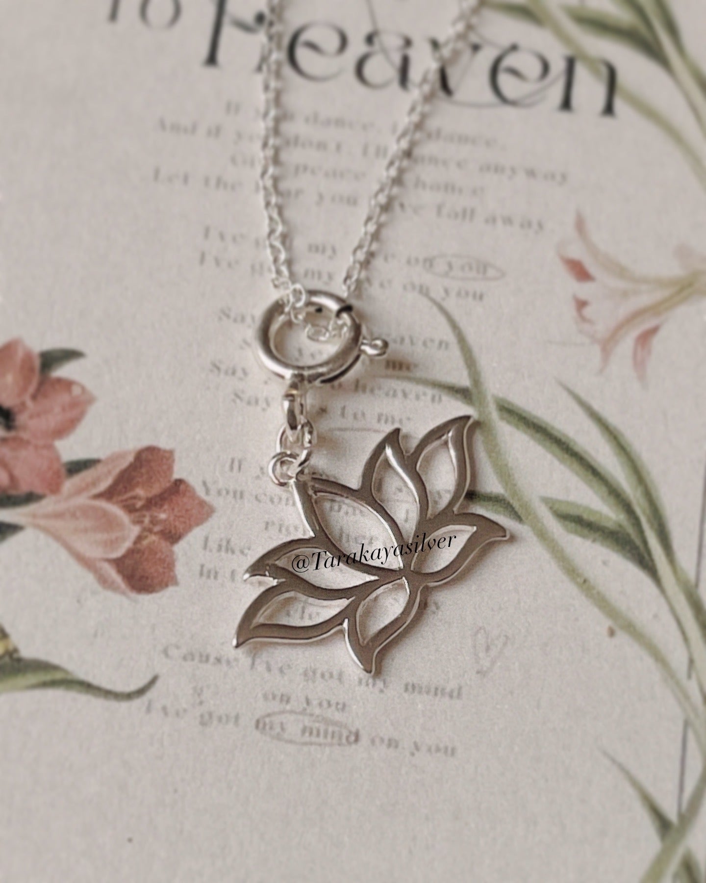925 silver lotus flower necklace for meditation and balance