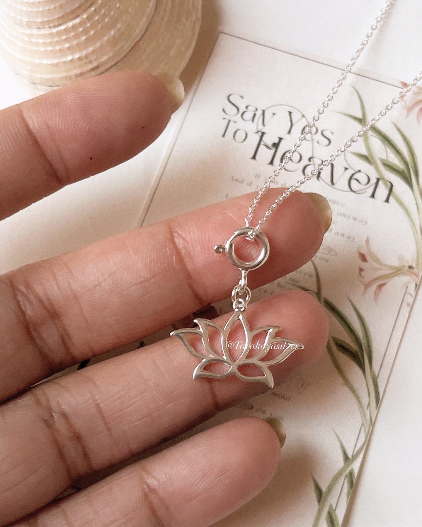 Lotus flower 925 sterling silver necklace for spiritual jewelry