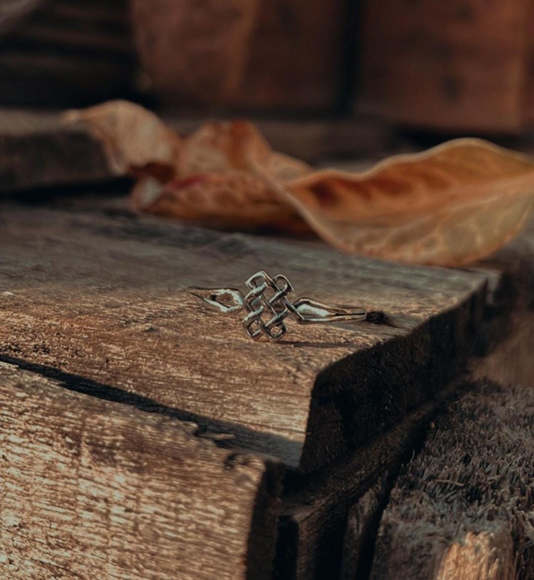 Handcrafted Silver Ring with Celtic Knot and Karma
