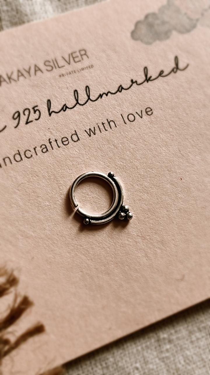 Elegant septum ring for pierced nose in silver
