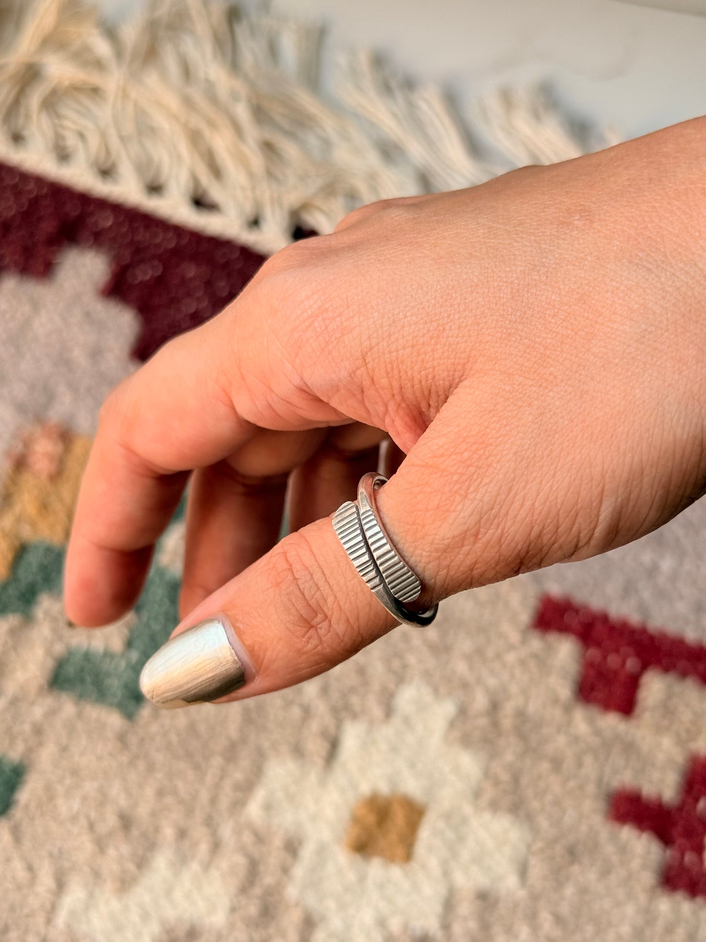 925 Sterling Silver Bohemian Hill Tribe Handcrafted Adjustable Ring