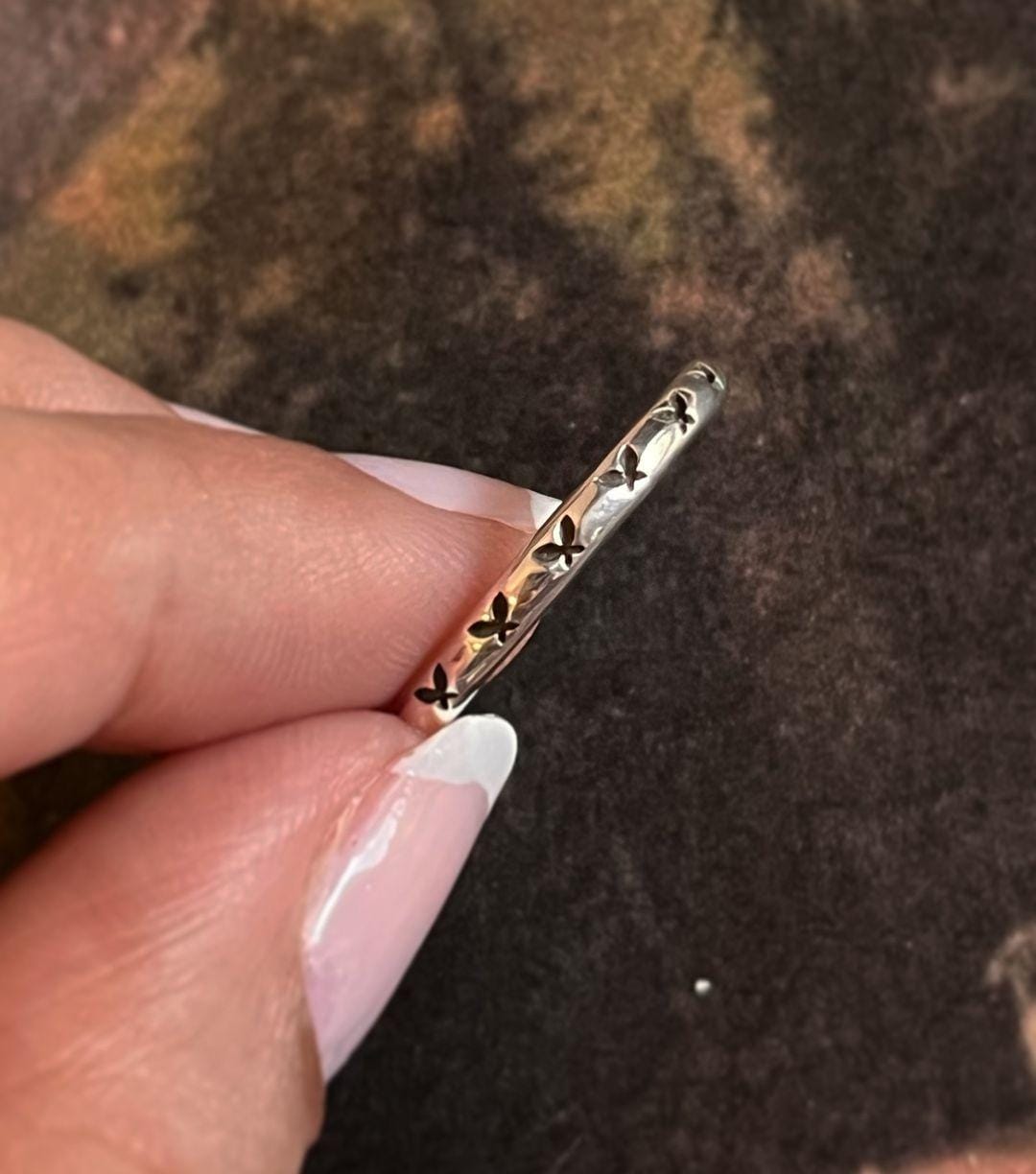 Elegant Butterfly Engraved Silver Band Ring