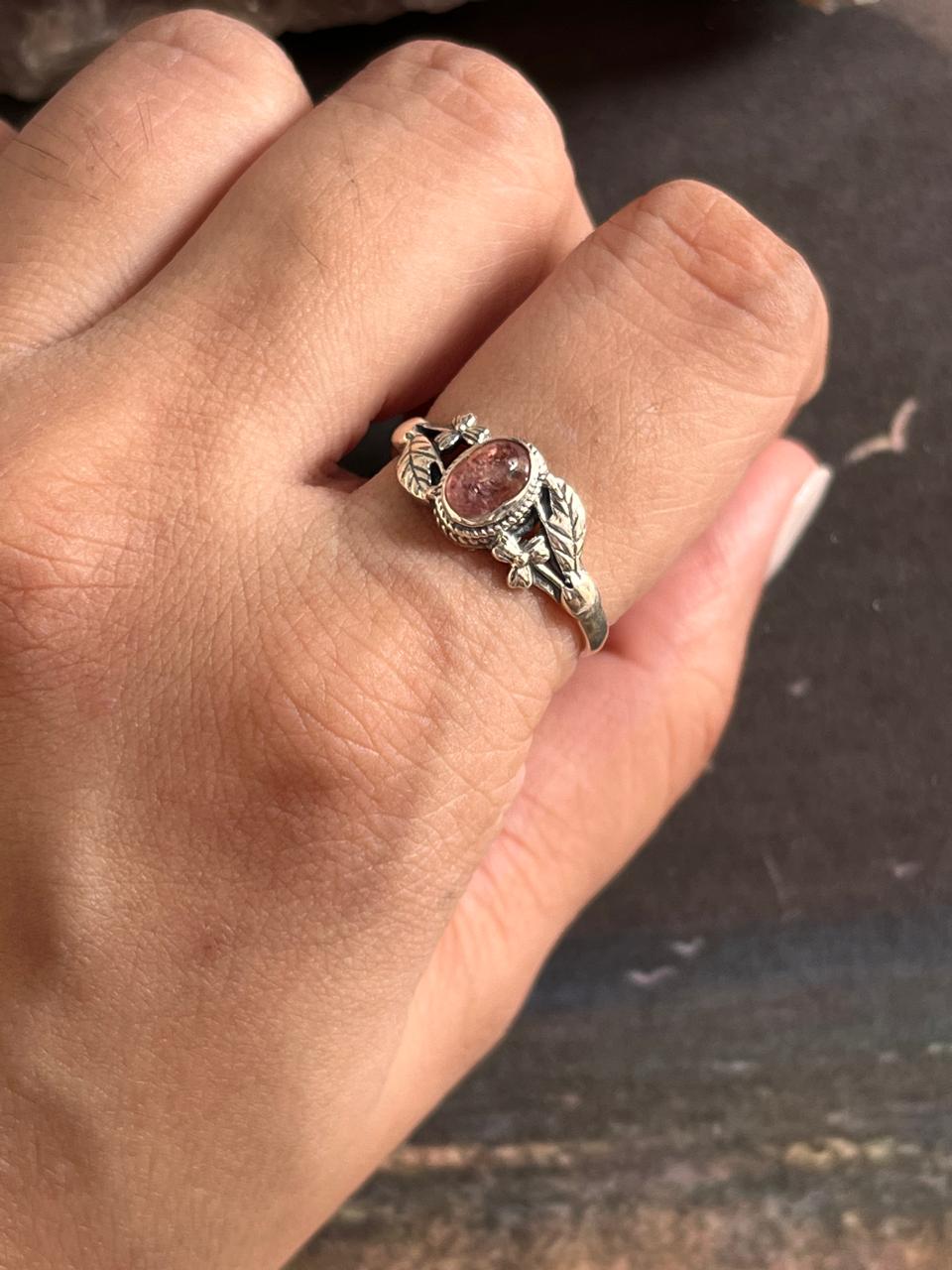 Sterling Silver Pink Tourmaline Forest Enchantment Ring
