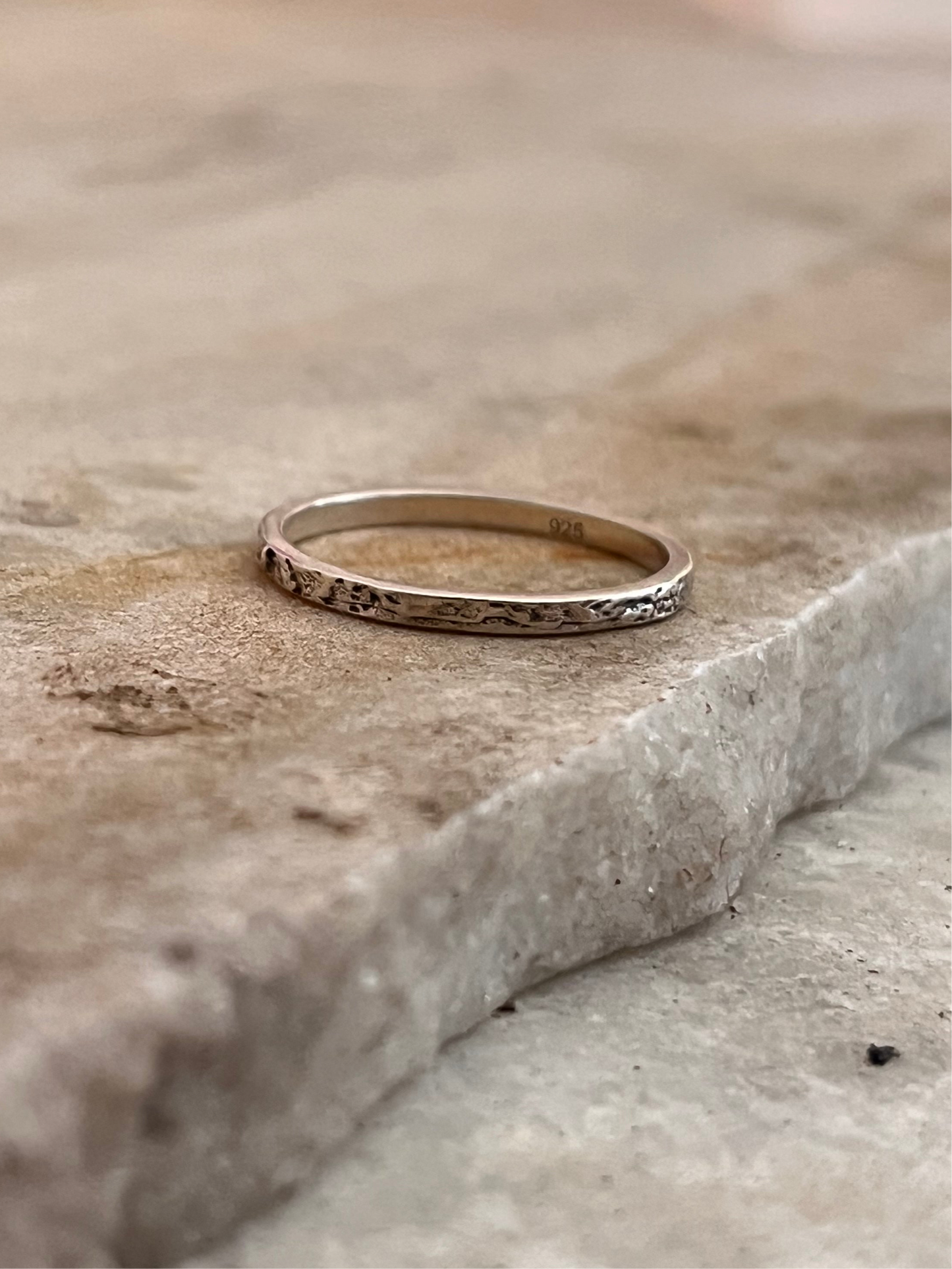 Textured Stack Band 925 Sterling Silver Ring