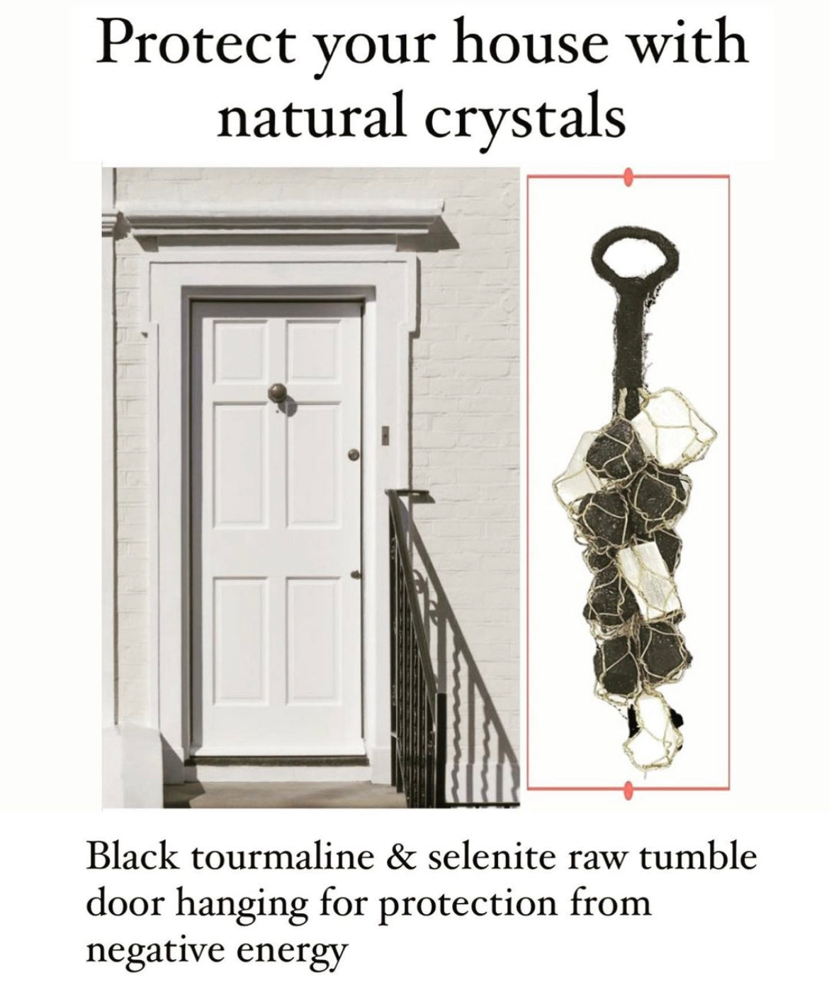 Protective Raw Black Tourmaline and Selenite Hanging