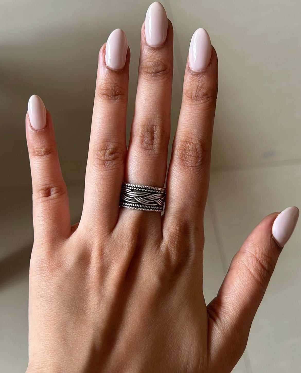 Tribal braided band sterling silver ring