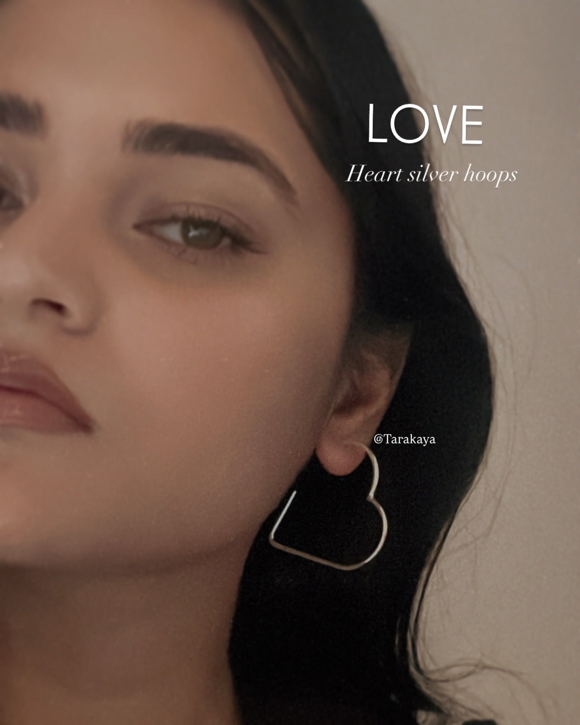 925 Silver Love Heart Hoop Earrings
