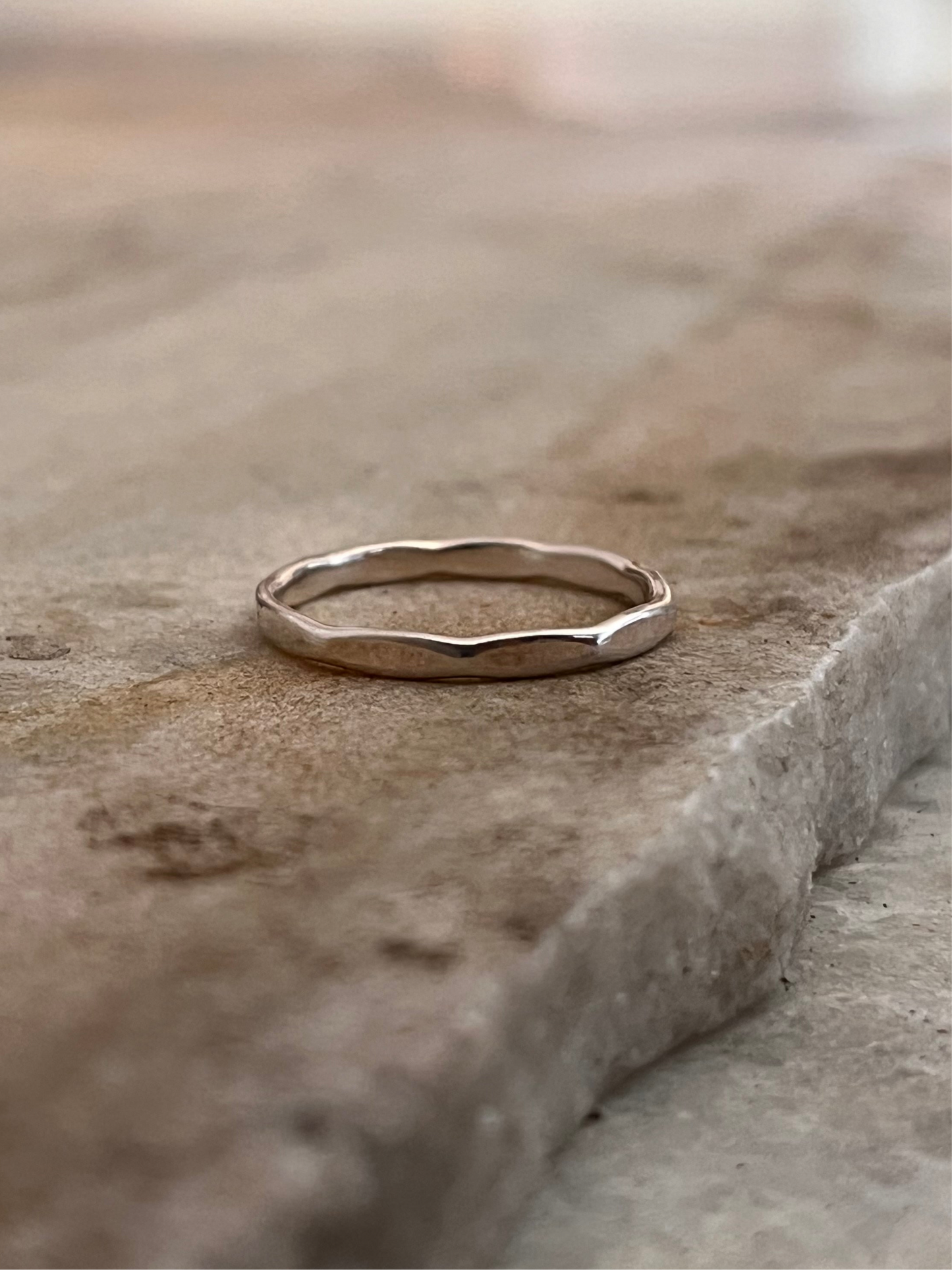 Hammered Band Stackable 925 Sterling Silver Ring