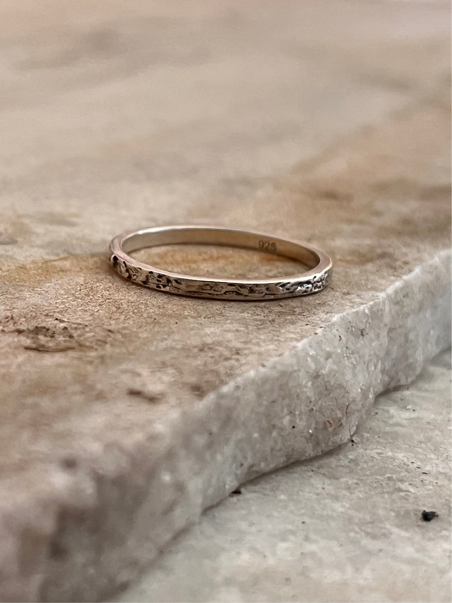 Textured Stack Band 925 Sterling Silver Ring
