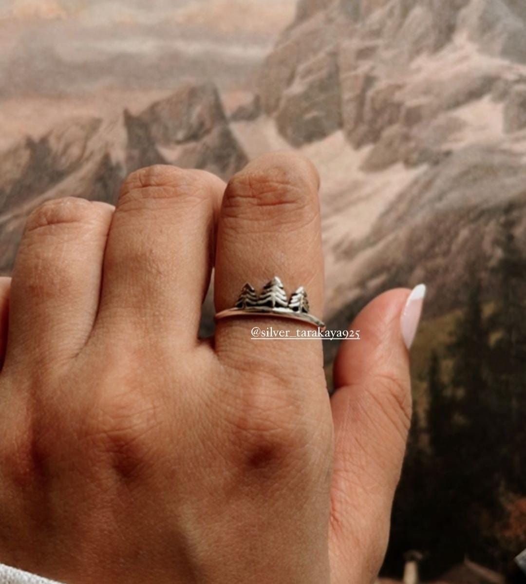 Sterling Silver Pine Tree Stackable Ring
