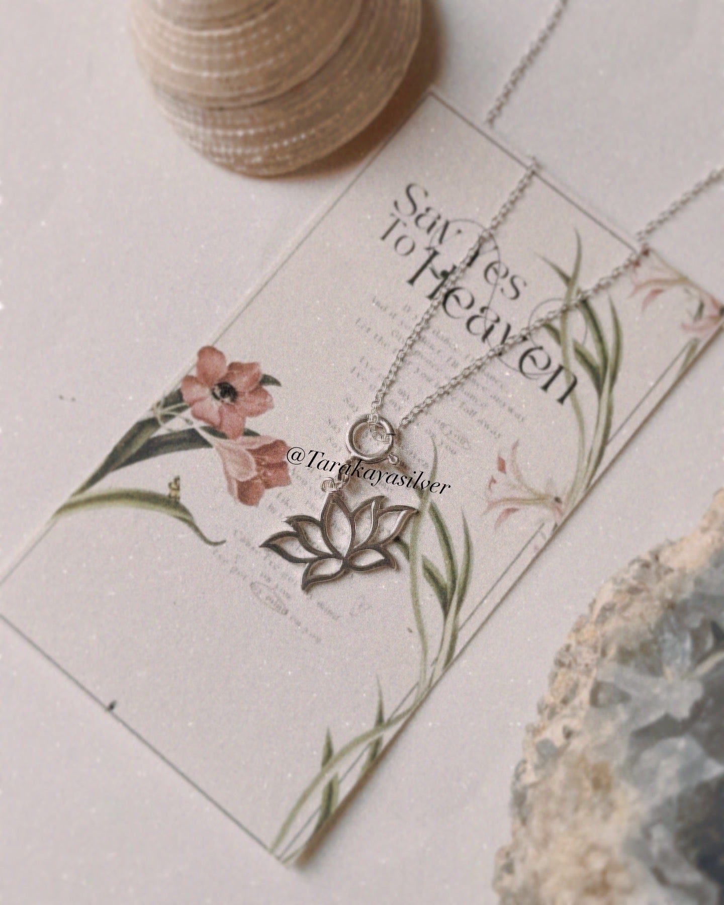 Sterling silver lotus pendant necklace for mindfulness