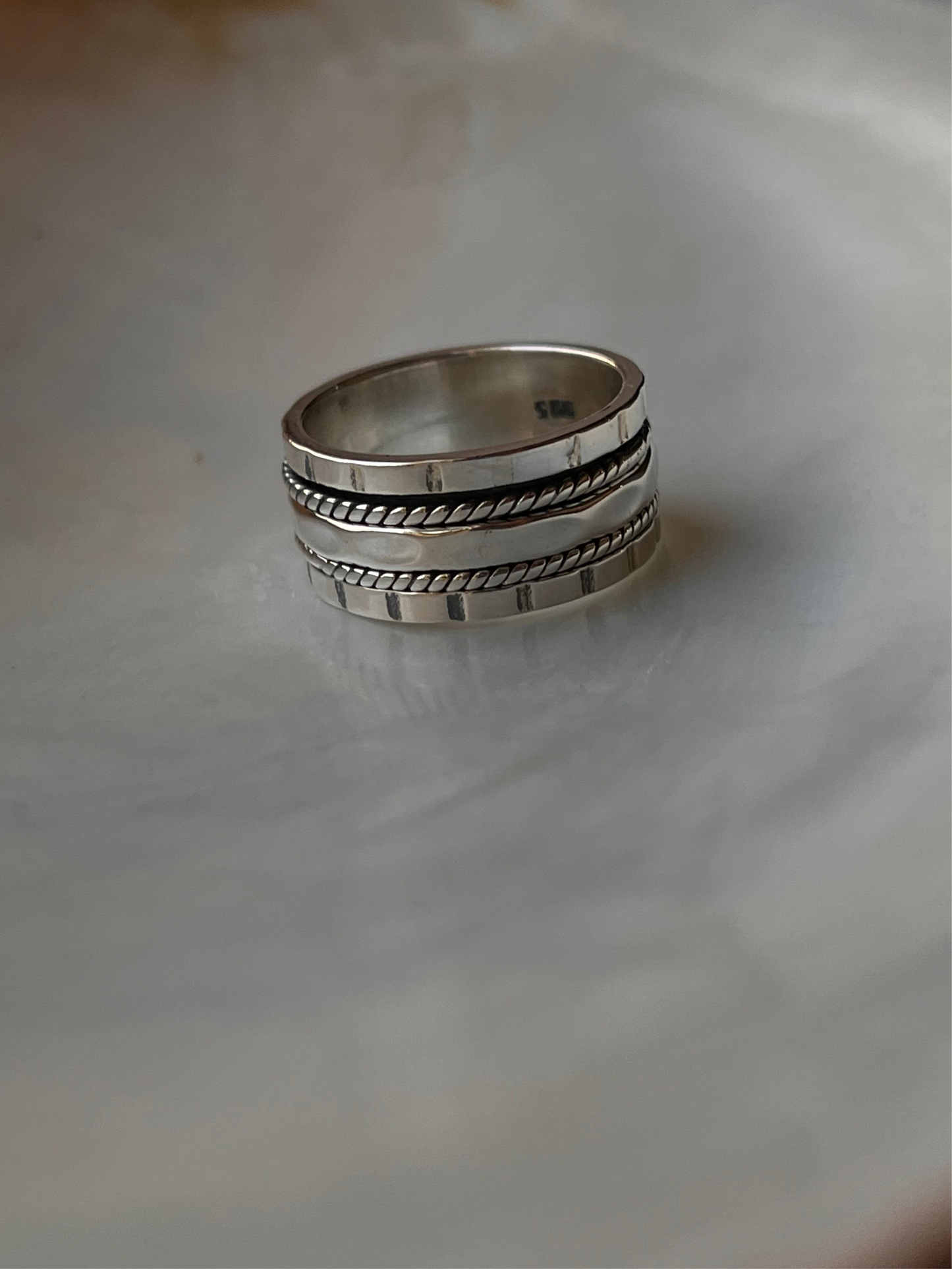 Vintage-inspired tribal boho spinner ring in 925 sterling silver