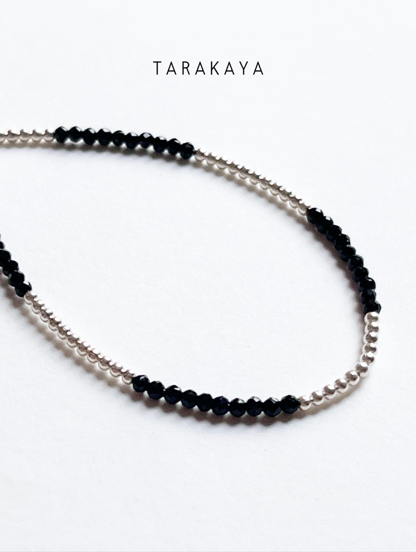 Black Spinel & Silver Balls Handcrafted Stackable Sterling Silver 925 Bracelet