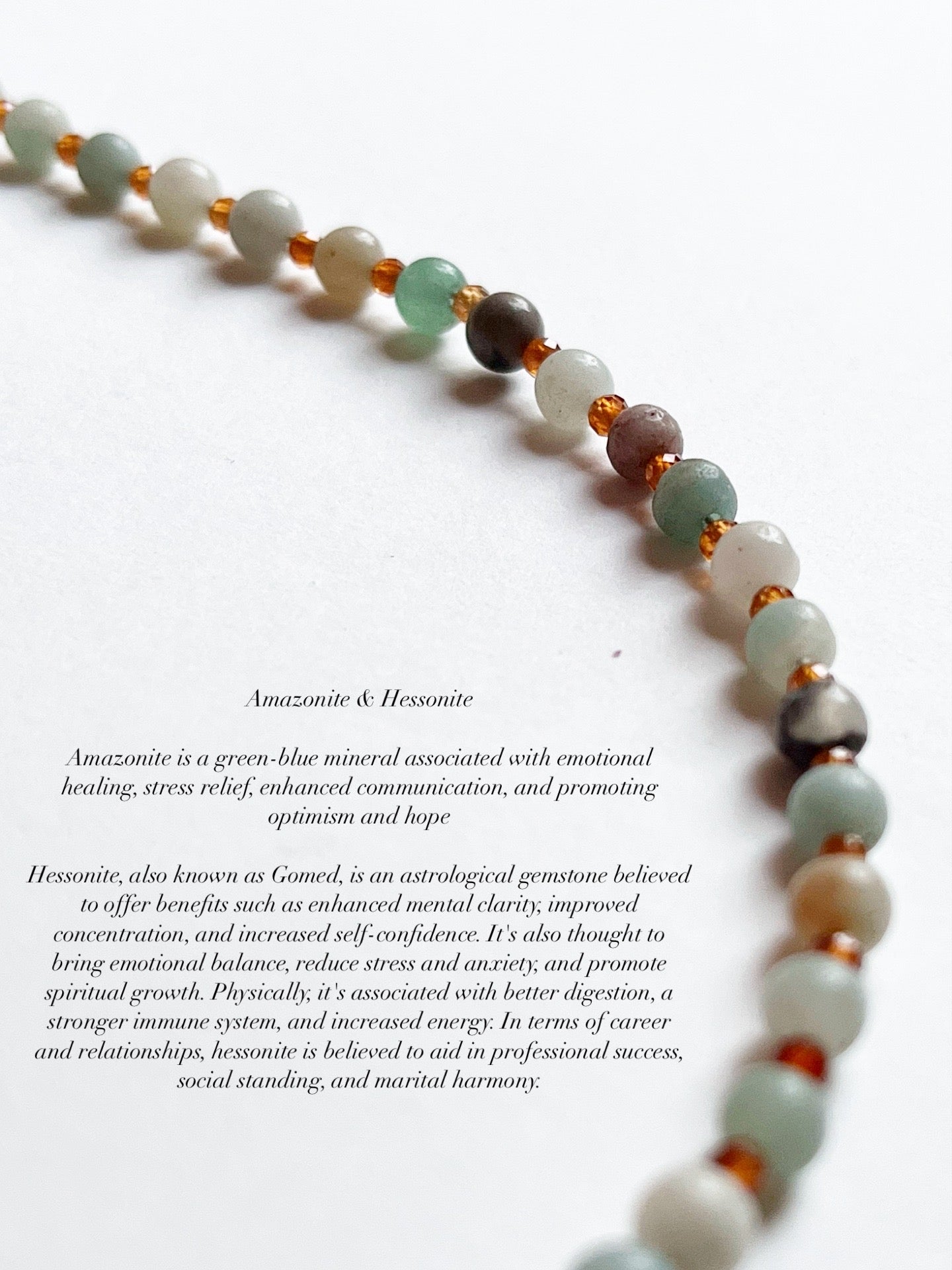 Matsya / Fish Amazonite & Hessonite Boho Choker Handcrafted Sterling Silver 925 Necklace
