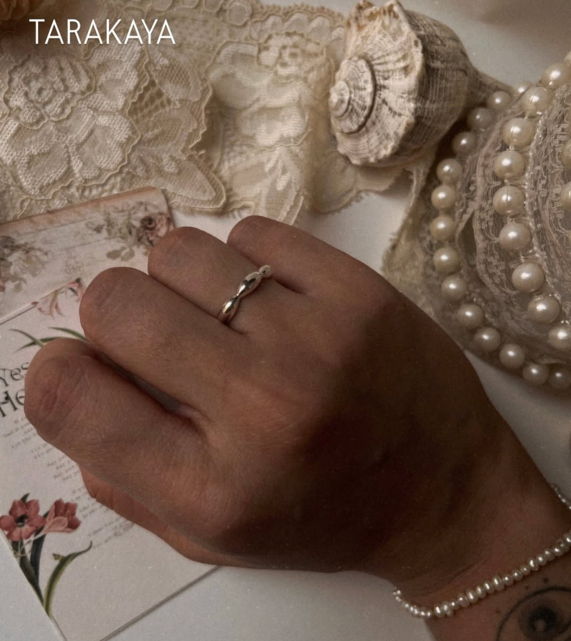 Flower-Inspired 925 Silver Band Ring