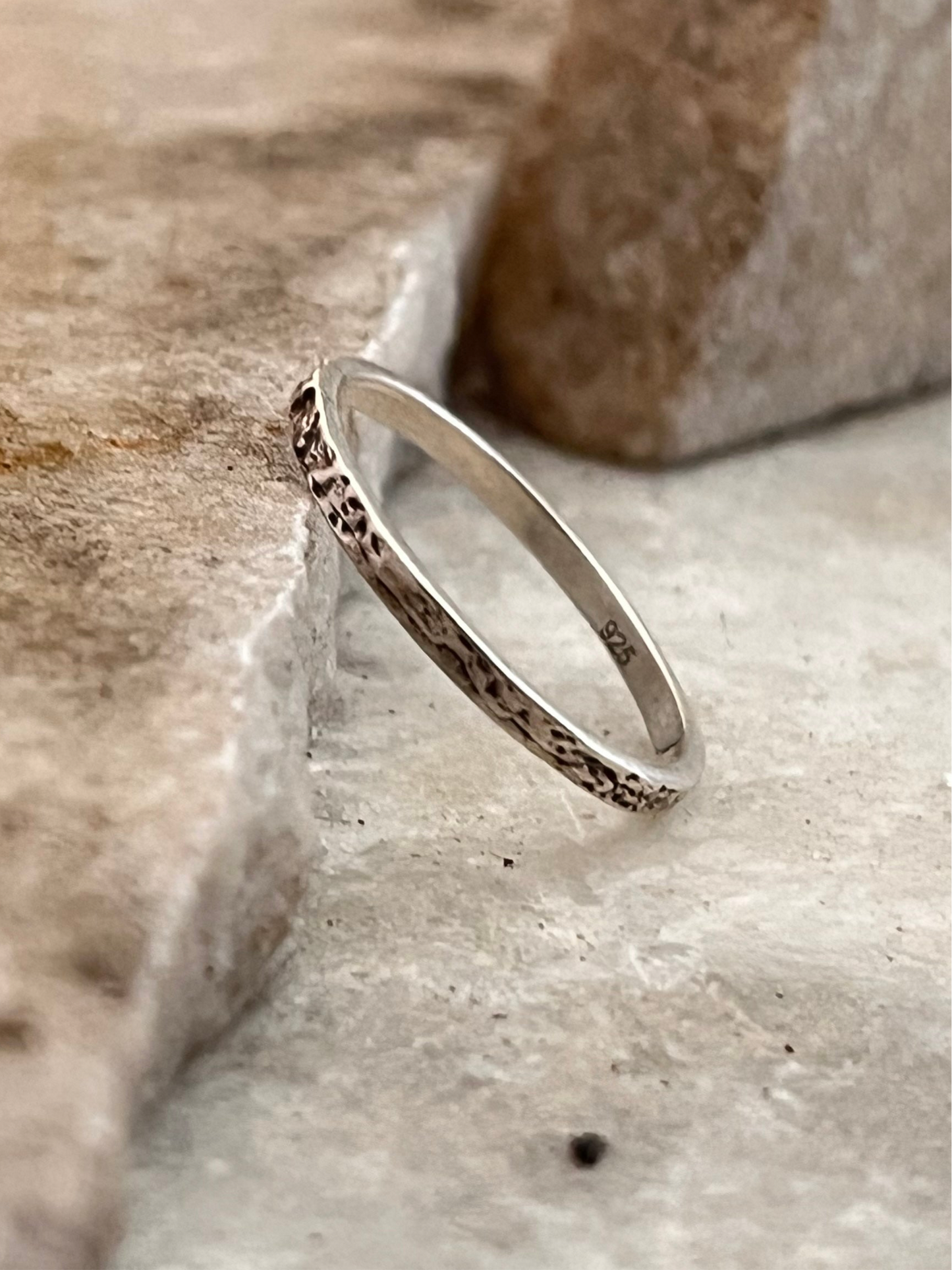 Textured Stack Band 925 Sterling Silver Ring